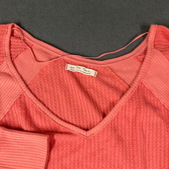 Free People We the Free Medium Pink Santa Clara Thermal Top Long Sleeve Pullover - Picture 4 of 9
